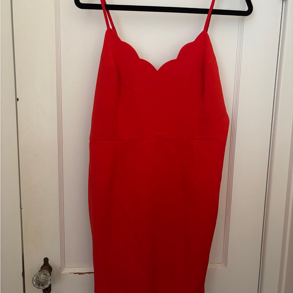 Aqua Red Scalloped Mini Dress